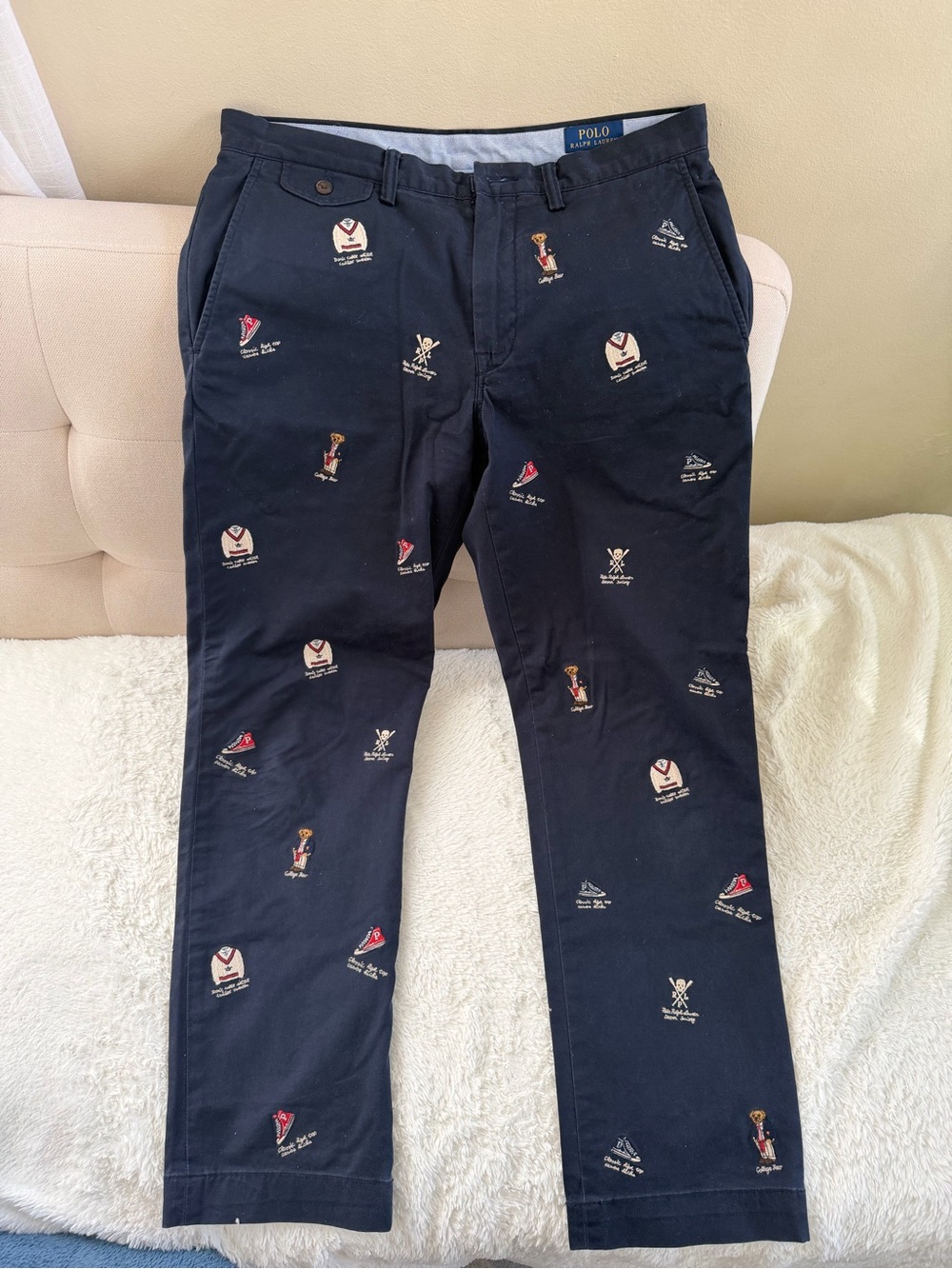 Polo by Ralph Lauren Navy Embroidered Pants